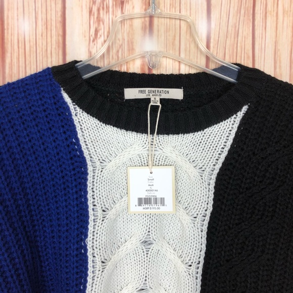 Free Generation Color Block Fringe Sweater NWT (S) - Picture 3 of 15